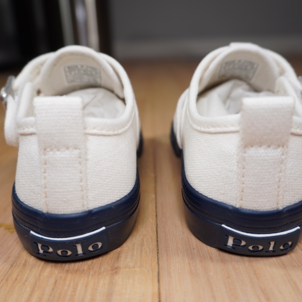 Polo Ralph Lauren Bryn Fisherman II Cream Navy Toddler Size 9 Canvas Brand New - Picture 7 of 12